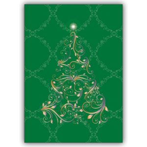 Edle Weihnachtskarte mit ornamentalem Weihnachtsbaum - edel elegant