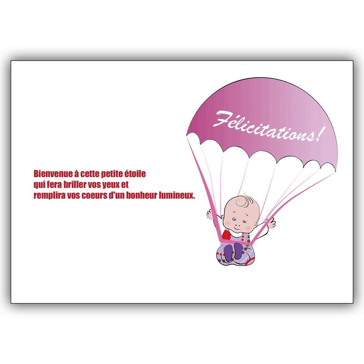 Französische Babykarte mit Fallschirm Baby: Félicitations!