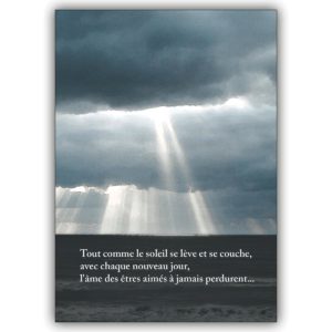 Tröstende Wolken Trauerkarte: Tout comme le soleil se lève et se couche