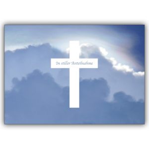 Stivolle Trauerkarte mit Wolken und Kreuz: In stiller Anteilnahme