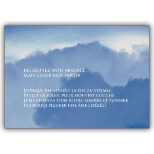 Französische Trauerkarte mit Himmel: REGRETTEZ MON ABSENCE…