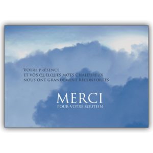 Französische Trauer Dankeskarte mit Himmel: Merci pour votre soutien