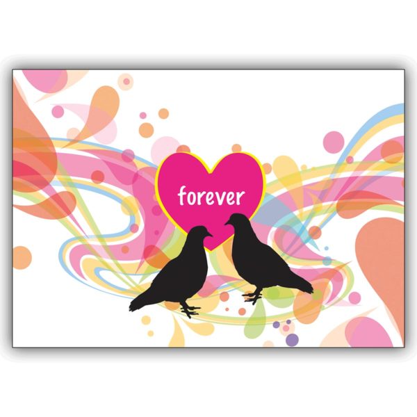 Coole Turteltauben Karte für Romantiker: forever - auch zum Valentinstag