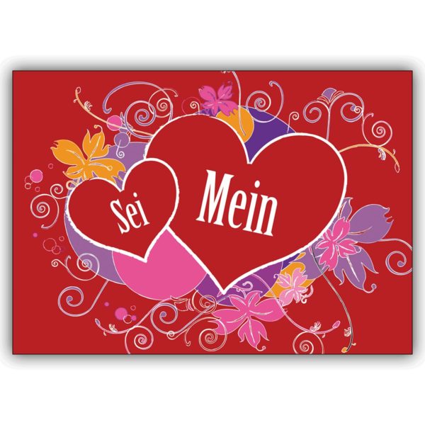 Romantische Grußkarte für Liebende: “Sei mein” und zeigen Sie Herz ruhig auch am Valentinstag