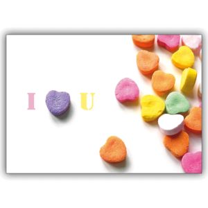 Süße Liebes Grusskarte mit Herzen: I Love you