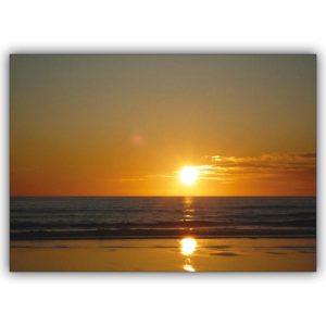 Schöne Landschafts Foto Grußkarte mit Sonnenuntergang am Meer