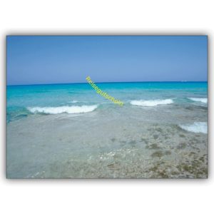 Maritime Sommer Reisegutschein Klappkarte (blanko) mit Meeres Wellen Motiv: Reisegutschein