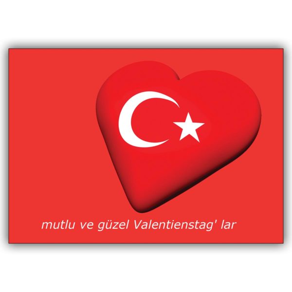 Schicke rote Valentinskarte auf türkisch: mutlu ve güzel Valentinstag’ lar