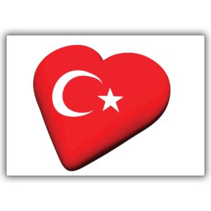 Tolle türkische Liebeskarte mit Herz und Flagge