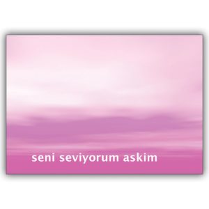 Türkische Liebeskarte mit rosa Sonnenuntergang: seni seviyorum askim