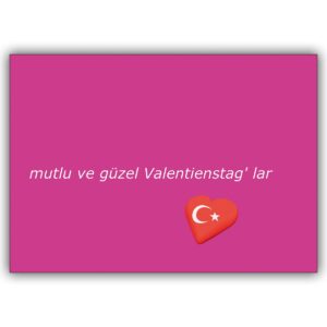 Türkische Valentinskarte mit Herz, pink: mutlu ve güzel Valentinstag’ lar