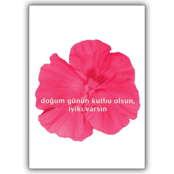 Türkische Blumen Grußkarte mit Spruch: dogum günün kutliu olsun, iyiki varsin