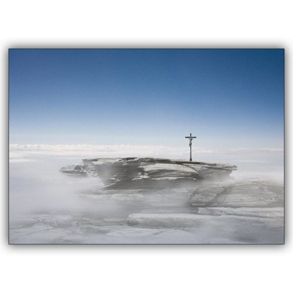 Religiöse Fotokunst Landschafts Klappkarte: Das Gipfelkreuz