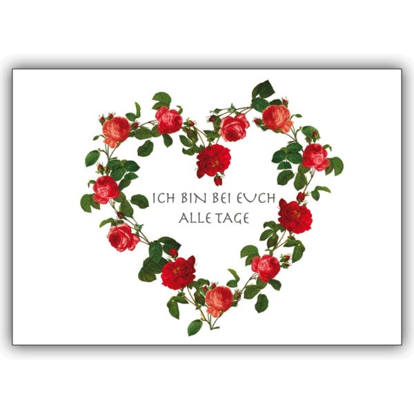 Klassische Kondolenzkarte mit Rosen Herz für ein herzliches Beileid