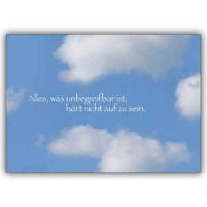 Klassische Beileidskarte mit Wolken, Himmels Motiv und tröstenden Worten