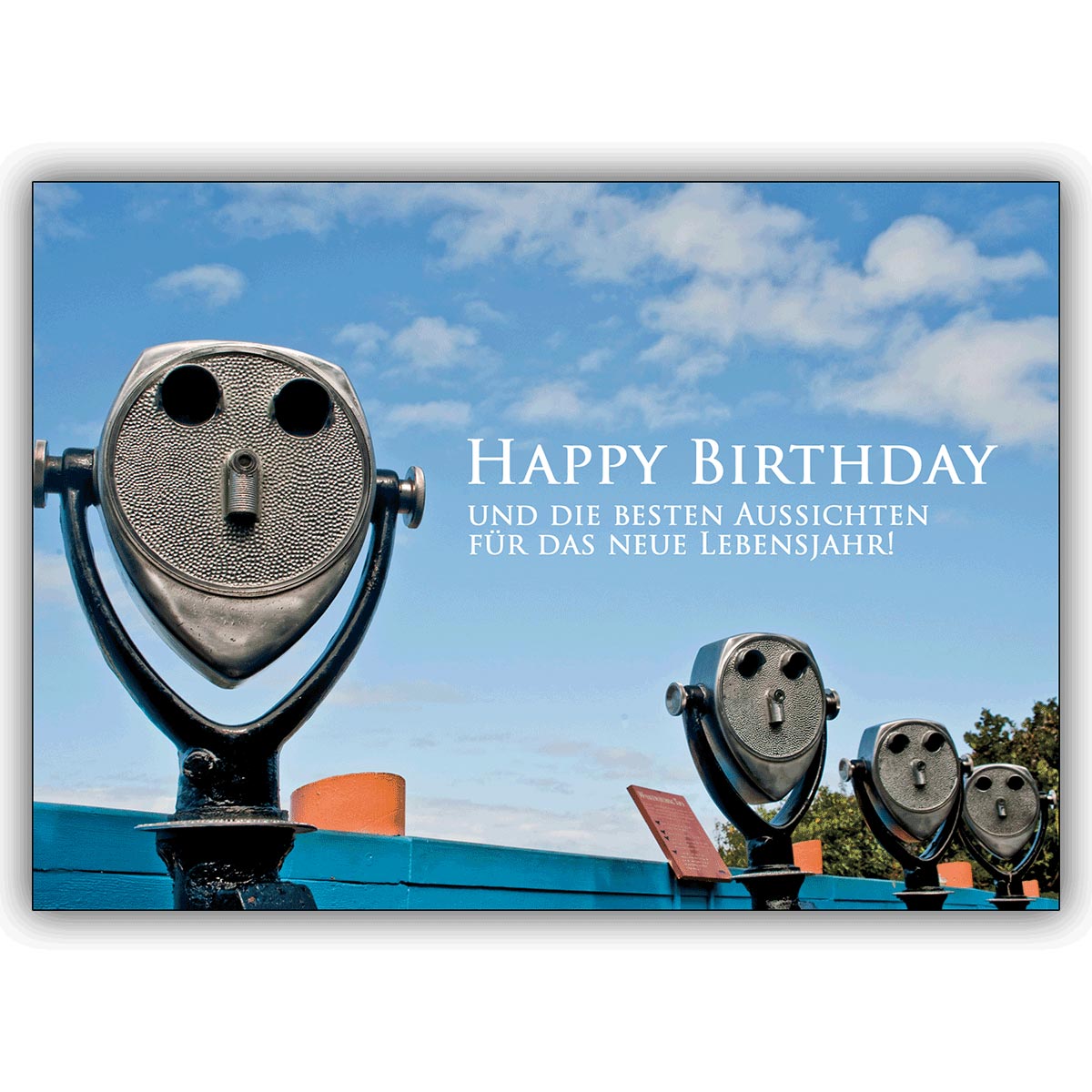 lustige Geburtstagskarte: Happy Birthday und die besten Aussichten…