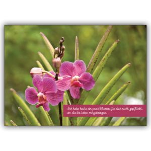Schöne Orchideen Geburtstagskarte: Ich habe heute ein paar Blumen…