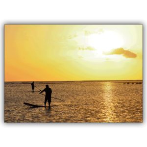 sommerliche Grußkarte mit Sonnenuntergang: Die Männer vom Meer