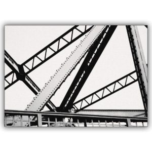 Wunderschöne Foto Grußkarte in schwarz weiß: Boy on bridge