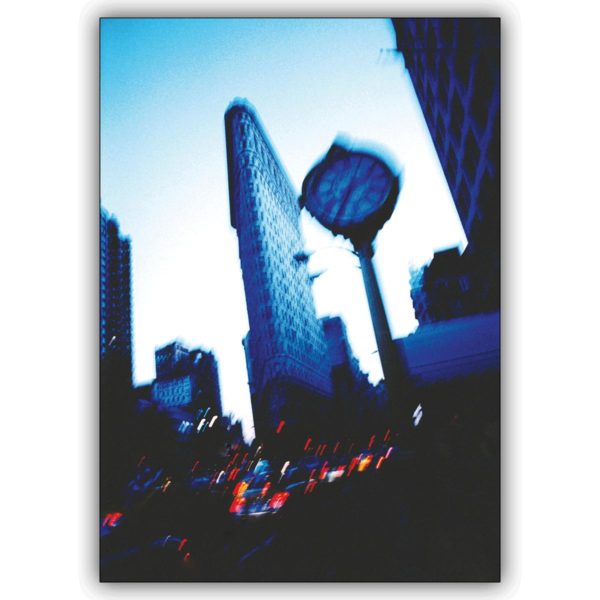 Tolle Klappkarte mit New Yorker Momentaufnahme: Verkehr vor dem Flatiron Building