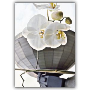 Tolle Fotokunst Blumen Grußkarte: Orchideen vor dem Radar