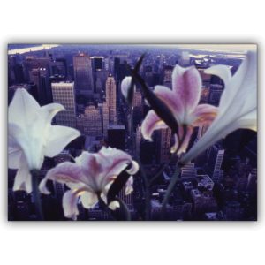 Schöne Fotokunst Blumen Grußkarte: New York und die Lilien