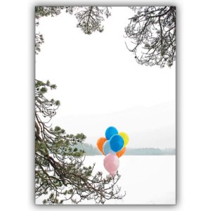 Fröhliche Winter Geburtstagskarte mit Luftballons