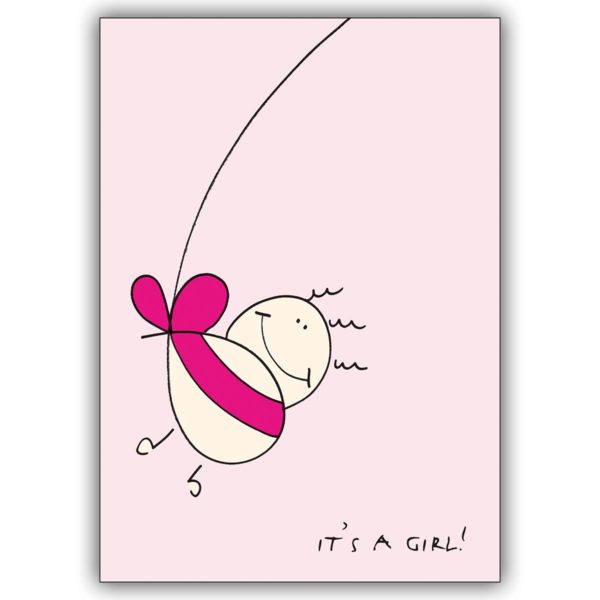 Witzige Tarzan Babykarte Glückwunschkarte: It’s a girl