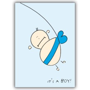 Coole blaue Tarzan Baby Glückwunschkarte: It’s a boy