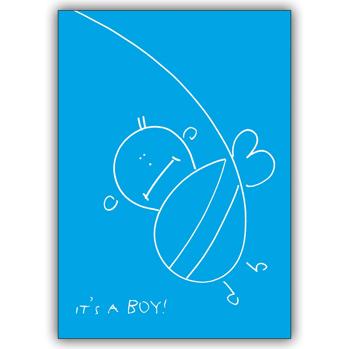 Coole Babykarte It’s a boy als Geburts Glückwunschkarte oder Geburtsanzeige in pure blue