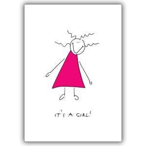 illustrierte Baby Gratulationskarte: It’s a girl II