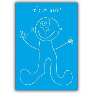 Süße Baby Glückwunschkarte für kleine Jungen zu Geburt, blau