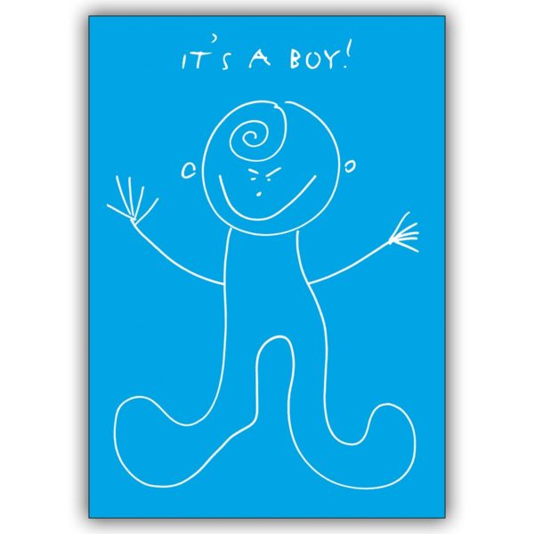 Süße Baby Glückwunschkarte für kleine Jungen zu Geburt, blau