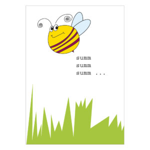 Frische Frühlings Grußkarte mit Bienchen: Sum, Sum, Sum