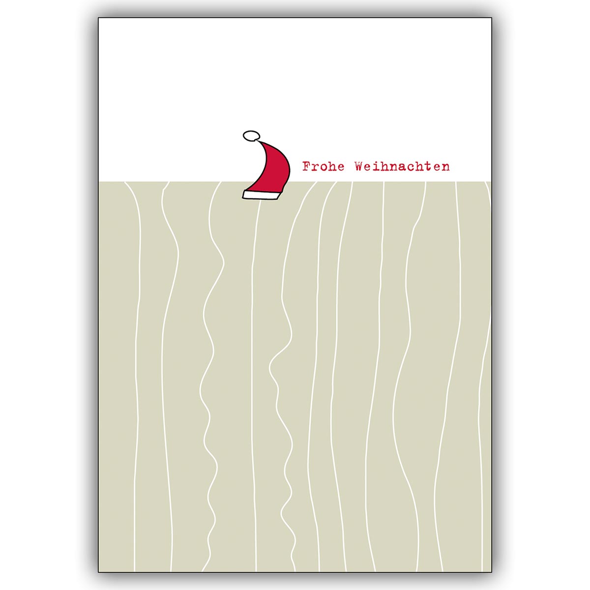 Feine Designer Weihnachtskarte mit roter Mütze wünscht frohe Weihnachten