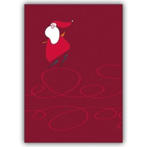 Lustige Weihnachts, Nikolauskarte mit Schlittschuh fahrendem Nikolaus