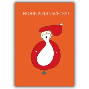 Moderne Weihnachtskarte mit grafischem Weihnachtsmann, der frohe Weihnachten wünscht