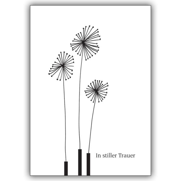 Würdevolle Kondolenzkarte mit Trauer Blumen: In stiller Trauer
