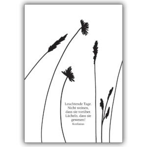 Illustrierte Trauerkarte mit Trauergräsern: Leuchtende Tage