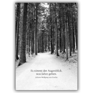 Liebevolle Trauerkarte zum Gedenken mit Goethe Zitat