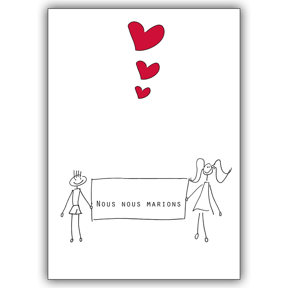 Schöne Hochzeitsanzeigenkarte auf französisch: Nous nous marions.