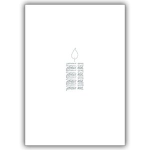 Elegante französische, grafische Weihnachtskarte mit Kerze auf weiß: Joyeux Noël