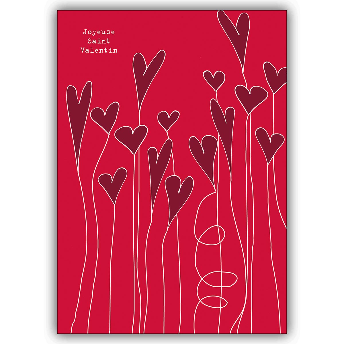 Französische Liebeskarte mit fliegenden Herzen: Joyeuse Saint Valentin!