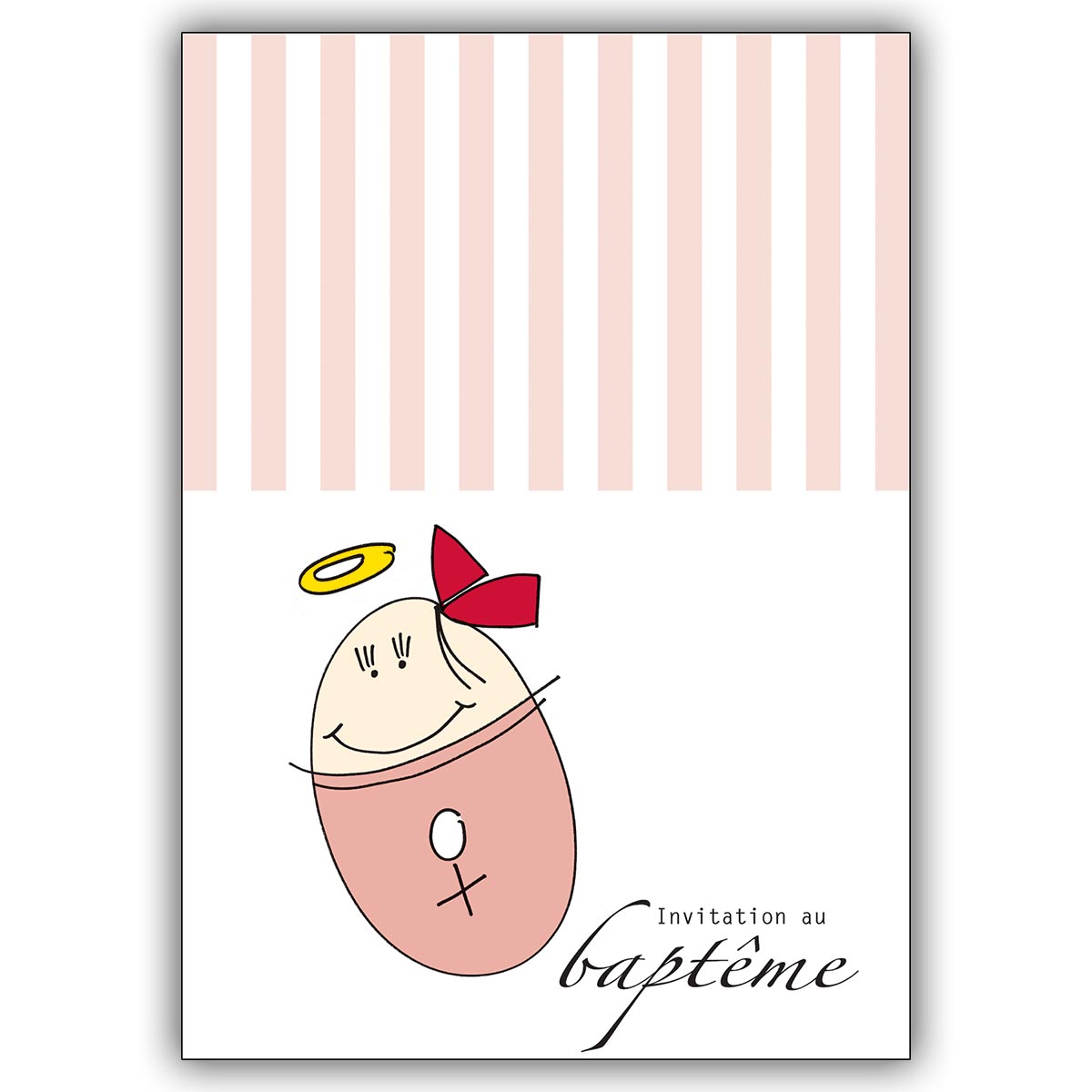 Französische Tauf Einladungskarte mit kleinem Baby Mädchen und Heiligenschein