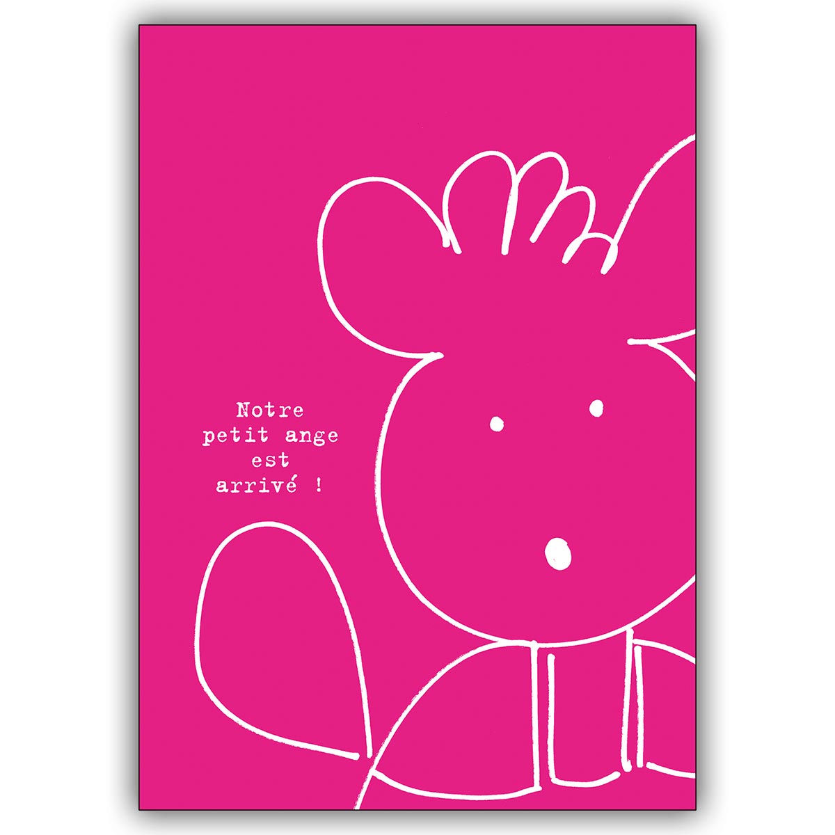 Französische Geburtsanzeigenkarte mit kleinem Bär in rosa: Notre petit ange…