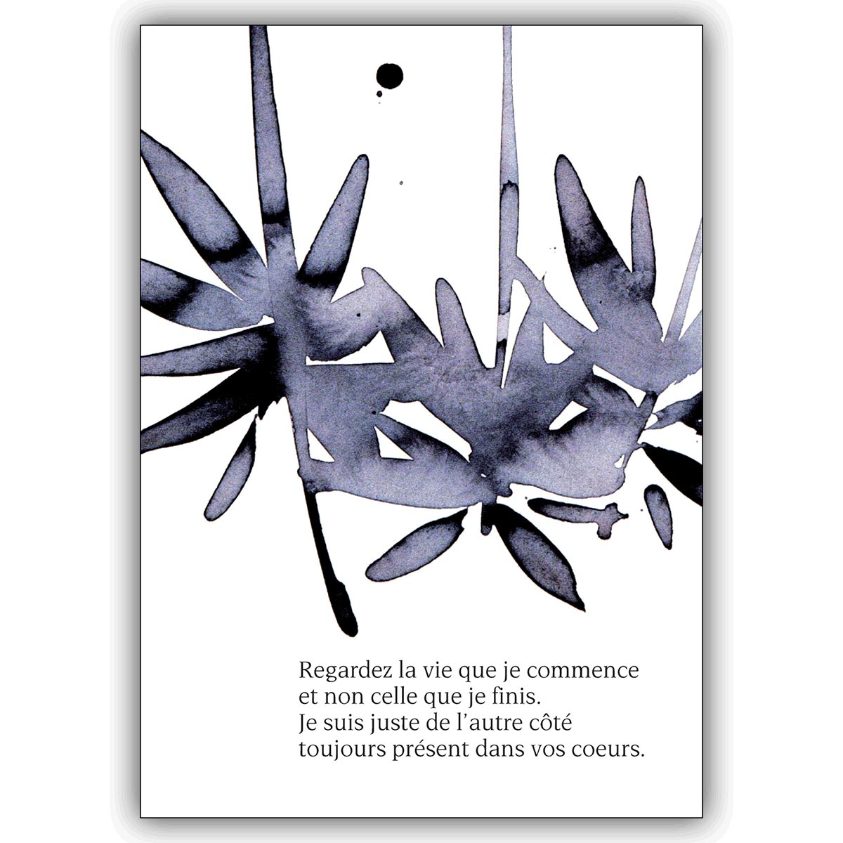 Elegante Französische Trauerkarte mit Blumen: Regardez la vie…