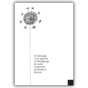 Moderne tröstende Französische Trauerkarte mit grafischer Blume