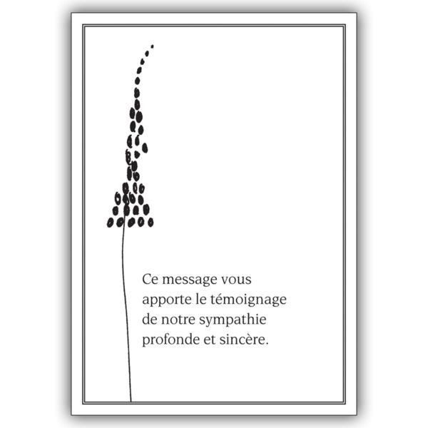 Moderne tröstende Französische Trauerkarte mit Grafik