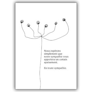 Französische Trauerkarte mit moderner Grafik: Nous espérons simplement…