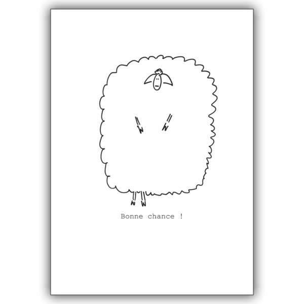 Glücksbringende Grußkarte mit französischem Schaf: Bonne Chance